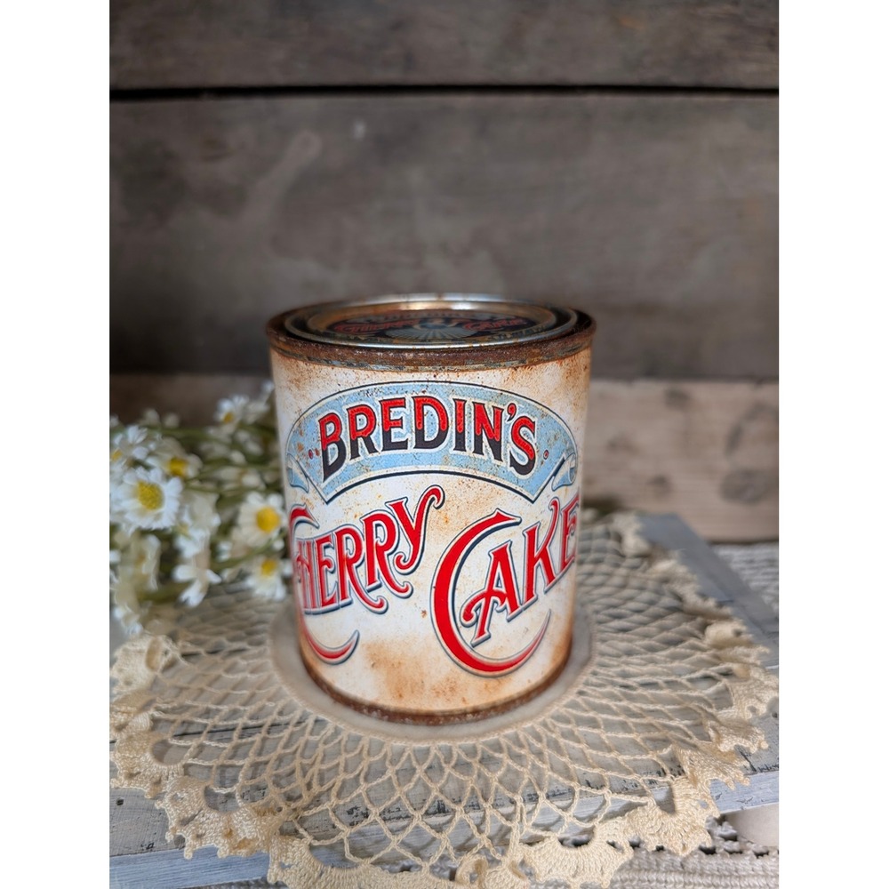 Bredin's Cherry Cake Vintage Inspired Rusted Can - Pint (White Label)